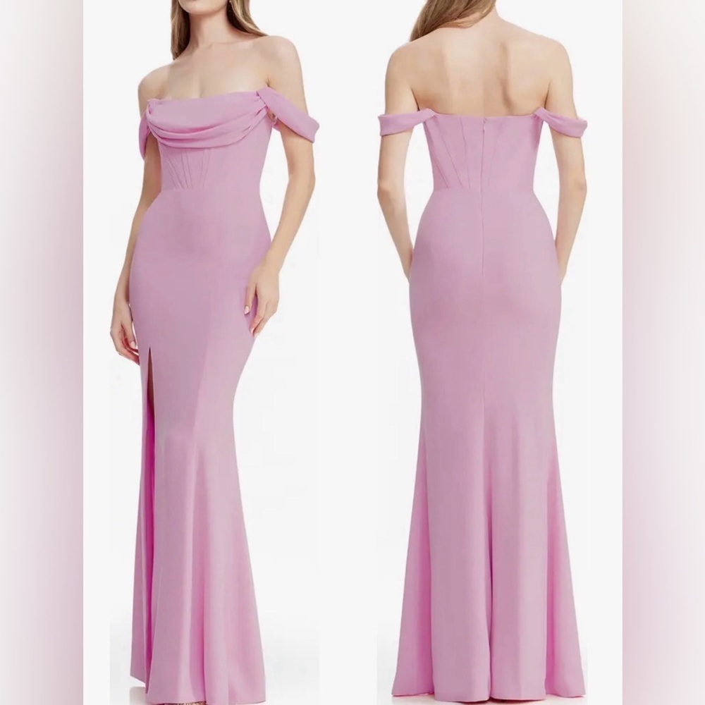 NEW Dress The Population Melania Off the Shoulder Gown Lavender purple Sz L